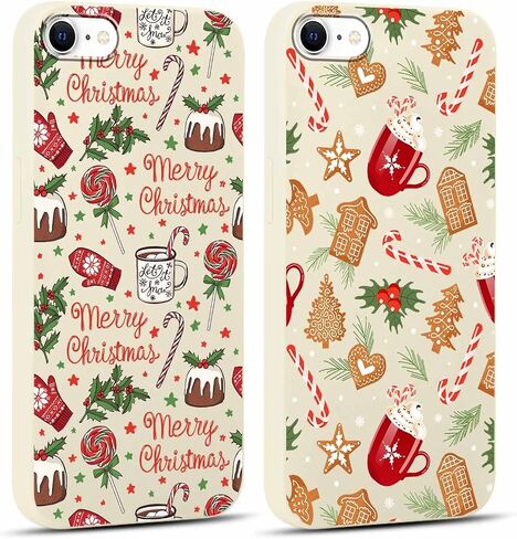 2 حزمة من حافظة هاتف عيد الميلاد المجيد لهاتف iPhone 13 / iPhone 14 6.1 بوصة، "جراب نمط شجرة عيد الميلاد اللطيف مع تصميم الحلوى هدايا زينة عيد الميلاد مقاومة للصدمات غطاء TPU ناعم للفتيات والنساء in Kuwait
