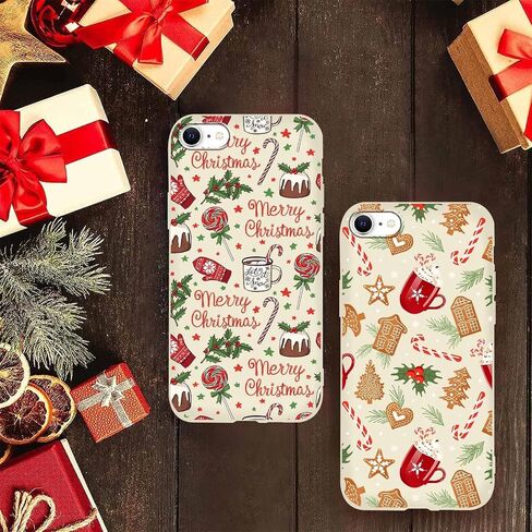 2 حزمة من حافظة هاتف عيد الميلاد المجيد لهاتف iPhone 13 / iPhone 14 6.1 بوصة، "جراب نمط شجرة عيد الميلاد اللطيف مع تصميم الحلوى هدايا زينة عيد الميلاد مقاومة للصدمات غطاء TPU ناعم للفتيات والنساء in Kuwait