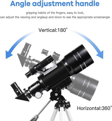 Refractor Telescope for Kids and Beginners, 70mm Aperture, 300mm Focus Length, Black, with AZ Mount for Moon and Landscape Observation (Black) in Saudi Arabia