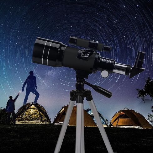 Refractor Telescope for Kids and Beginners, 70mm Aperture, 300mm Focus Length, Black, with AZ Mount for Moon and Landscape Observation (Black) in Saudi Arabia