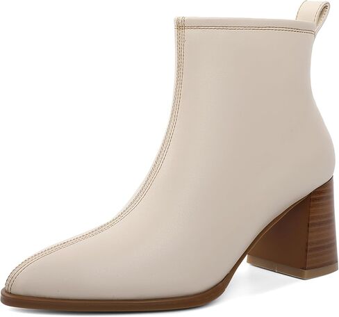 Women's Chunky Block Ankle Boots Pointed Toe Low Heel Side Zipper Booiests Fall Winter Short Boots 2.8 Inch in Saudi Arabia