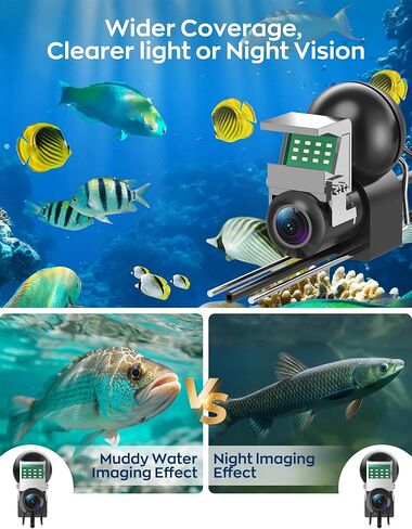كاميرا الصيد تحت الماء مع شاشة LCD مقاس 4.3 بوصة، مكتشف الأسماك المحمول مع رؤية ليلية LED 12 IR وزاوية واسعة 220 درجة، كاميرا صيد الجليد IP68 المقاومة للماء مع كابل 100 قدم وبطارية 5000 مللي أمبير في الساعة لبحيرة الجليد والقارب in Kuwait