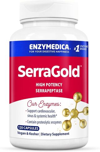 Enzymedica, SerraGold, High-Potency Serrapeptase Enzyme Supplement, Supports Respiratory, Heart & Immune Function, 60 Count in Kuwait