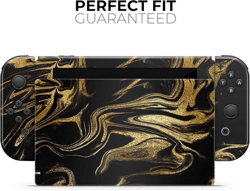Design Skinz - Compatible with Nintendo 2DS XL - Skin Decal Protective Scratch-Resistant Removable Vinyl Wrap Cover - Black & Gold Marble Swirl V7 in Kuwait