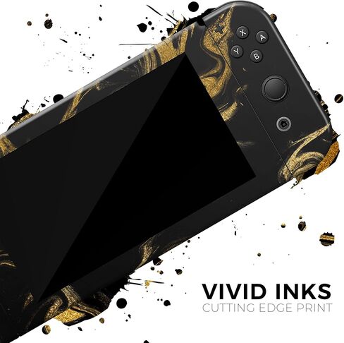 Design Skinz - Compatible with Nintendo 2DS XL - Skin Decal Protective Scratch-Resistant Removable Vinyl Wrap Cover - Black & Gold Marble Swirl V7 in Kuwait