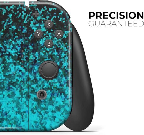 Design Skinz - Compatible with Nintendo Switch Console + Joy-Con - Skin Decal Protective Scratch-Resistant Removable Vinyl Wrap Cover - Black and Turquoise Unfocused Sparkle Print in Saudi Arabia
