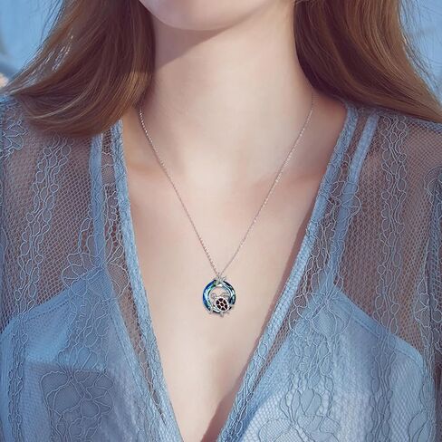 POTOPYY GIfts for Women Sea Turtle Tortoise Necklaces Sterling Silver Sea Crystal Pendant Necklaces Ocean Jewellery for Women Wife Gifts in Saudi Arabia