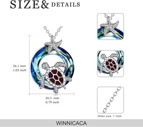 POTOPYY GIfts for Women Sea Turtle Tortoise Necklaces Sterling Silver Sea Crystal Pendant Necklaces Ocean Jewellery for Women Wife Gifts in Saudi Arabia