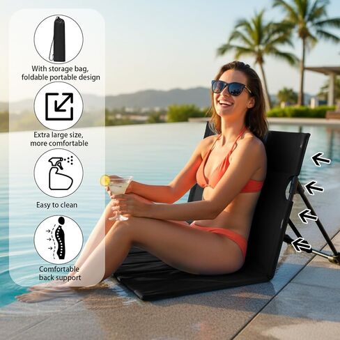 Jetec Foldable Floor Backrest Chair Portable Metal Frame Camping Chair with Storage Bag Light Weight Lazy Seat for Indoor Outdoor Bed Ground Park Lawn Beach Hiking in Saudi Arabia