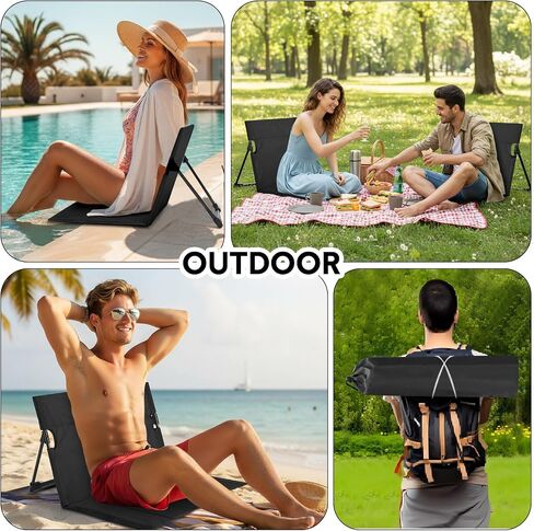 Jetec Foldable Floor Backrest Chair Portable Metal Frame Camping Chair with Storage Bag Light Weight Lazy Seat for Indoor Outdoor Bed Ground Park Lawn Beach Hiking in Saudi Arabia