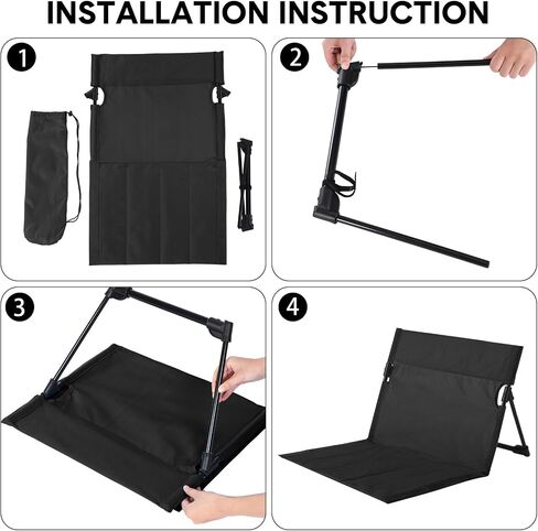 Jetec Foldable Floor Backrest Chair Portable Metal Frame Camping Chair with Storage Bag Light Weight Lazy Seat for Indoor Outdoor Bed Ground Park Lawn Beach Hiking in Saudi Arabia