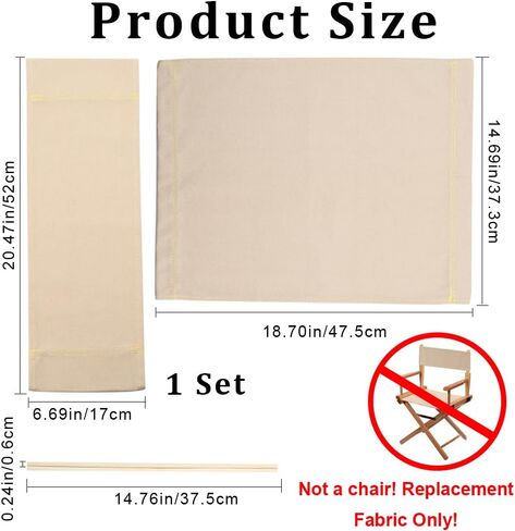 GORGECRAFT 19~20x7~15" Director Chair Canvas Replacement Beige Movie Chair Covers Kit Seat and Back with Two Wood Stick Easy to Clean Folding Chair for Home Patio Supplies Furniture Accessories in Saudi Arabia