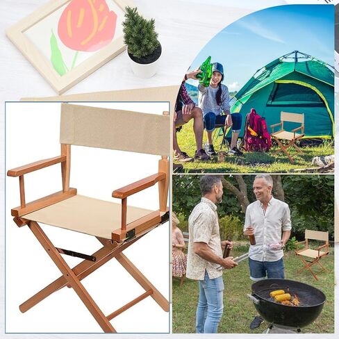 GORGECRAFT 19~20x7~15" Director Chair Canvas Replacement Beige Movie Chair Covers Kit Seat and Back with Two Wood Stick Easy to Clean Folding Chair for Home Patio Supplies Furniture Accessories in Saudi Arabia