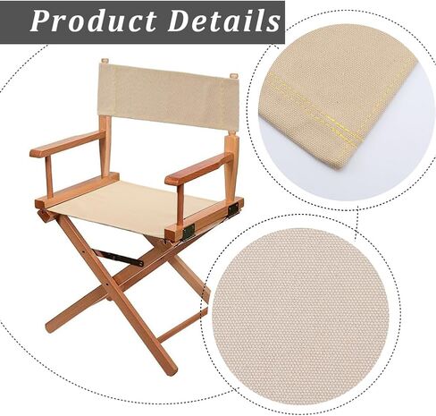 GORGECRAFT 19~20x7~15" Director Chair Canvas Replacement Beige Movie Chair Covers Kit Seat and Back with Two Wood Stick Easy to Clean Folding Chair for Home Patio Supplies Furniture Accessories in Saudi Arabia