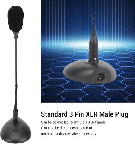 ميكروفون Jectse مرن للرقبة مع قاعدة، مكثف قلبي، قابس XLR لأجهزة الكمبيوتر أو الواجهات المسموعة، صوت احترافي، اتصال مستقر in Kuwait