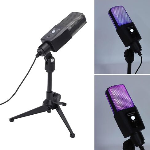ميكروفون Ciciglow USB للألعاب، ميكروفون مكثف للكمبيوتر RGB 3.5 مم، ميكروفون مكثف للكمبيوتر الشخصي، حامل ثلاثي القوائم معدني، للكمبيوتر المحمول والهواتف المحمولة وبث البث الصوتي in Kuwait
