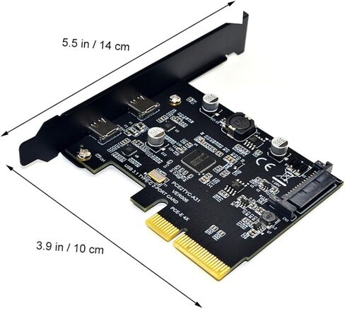 بطاقة توسيع USB PCIe بسرعة 10 جيجابت في الثانية ومنافذ USB-C مزدوجة لنقل البيانات بسرعة عالية متوافقة مع أجهزة الكمبيوتر المكتبية PCI-E للنسخ الاحتياطي للملفات وتحرير الفيديو in Kuwait