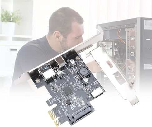 بطاقة توسيع Zunate PCIe 1X إلى USB 3.2 GEN1، بطاقة توسيع منافذ USB خارجية من النوع A من النوع E بسرعة 5 جيجابت في الثانية، متوافقة مع فتحات PCIe 1x 4X 8X 16x، بطاقة محول USB 3.2 Gen1 in Saudi Arabia