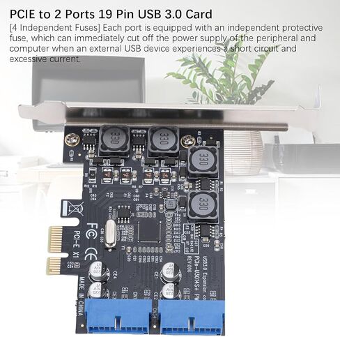 Bewinner PCIe USB 3.0 Expansion Card, Dual 19 Pin to 4 Port Internal Header with Independent 2A Power, Fuses & Capacitors for Desktop Computer Motherboard in Saudi Arabia