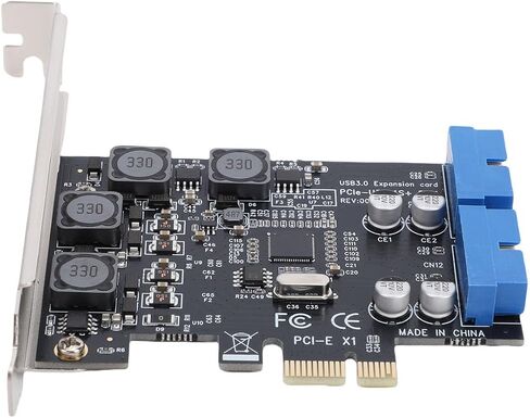 Bewinner PCIe USB 3.0 Expansion Card, Dual 19 Pin to 4 Port Internal Header with Independent 2A Power, Fuses & Capacitors for Desktop Computer Motherboard in Saudi Arabia