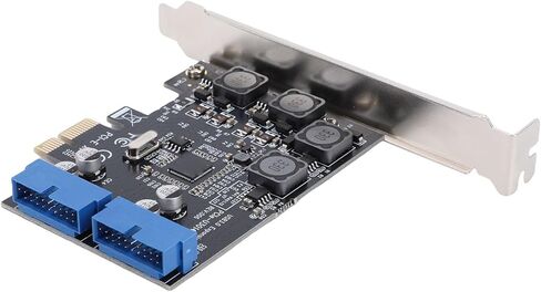 Bewinner PCIe USB 3.0 Expansion Card, Dual 19 Pin to 4 Port Internal Header with Independent 2A Power, Fuses & Capacitors for Desktop Computer Motherboard in Saudi Arabia