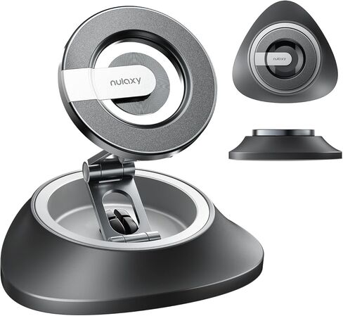Nulaxy Magnetic Car Mount for Dashboard, [Ultra-Stable & Strong] Car Phone Holder with Rotating Base, [Foldable Three-axis] Phone Holders for Your Car Compatible with iPhone 17 Pro Max, Silver in Kuwait