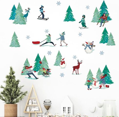Mfault Winter Blue Grey Snowflake Wall Decals Stickers, Let It Snow Decorations Bedroom Art, Christmas Seasonal Home Living Room Kitchen Decor in Saudi Arabia