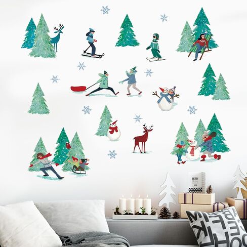 Mfault Winter Blue Grey Snowflake Wall Decals Stickers, Let It Snow Decorations Bedroom Art, Christmas Seasonal Home Living Room Kitchen Decor in Saudi Arabia