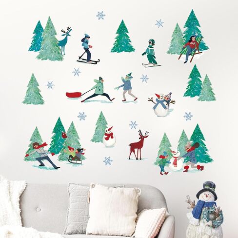 Mfault Winter Blue Grey Snowflake Wall Decals Stickers, Let It Snow Decorations Bedroom Art, Christmas Seasonal Home Living Room Kitchen Decor in Saudi Arabia