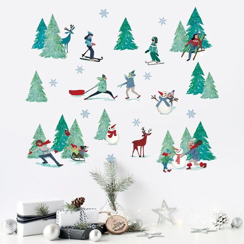 Mfault Winter Blue Grey Snowflake Wall Decals Stickers, Let It Snow Decorations Bedroom Art, Christmas Seasonal Home Living Room Kitchen Decor in Saudi Arabia