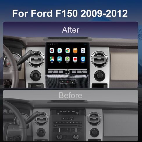 راديو QLED لسيارة Ford F150 2009 2010 2011 2012,2013 2014 STX XL ترقية، نمط ألياف الكربون، استبدال ستيريو بشاشة لمس 8 أساسية، تشغيل لاسلكي Android auto، شبكة 4G LTE، كاميرا مجانية in Kuwait