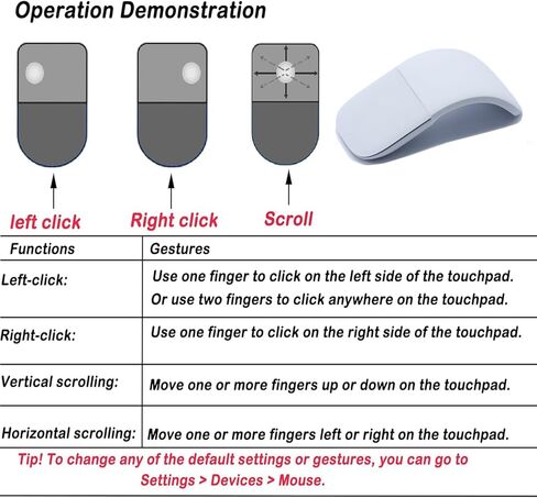 ماوس Surface Arc، تصميم قابل للطي والمحمول، متوافق مع Microsoft Surface/MacBook/Windows/Mac OS (فضي) in Kuwait