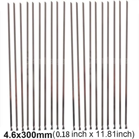 20Pcs Metal Zip Ties 304 Stainless Steel Zip Ties Heavy Duty Multi-Purpose Self-Locking Cable Ties for Vehicle, Farm, Cable (4.6x300mm) in Saudi Arabia