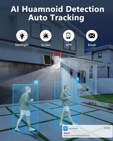 OOSSXX (2-Way Audio & 100% Wire-Free) Solar Security Cameras Wireless Outdoor, 2.5K Dual Lens PTZ 2.4G/5G WiFi Camera Solar Battery Powered, Color Night Version, Auto Tracking in Saudi Arabia