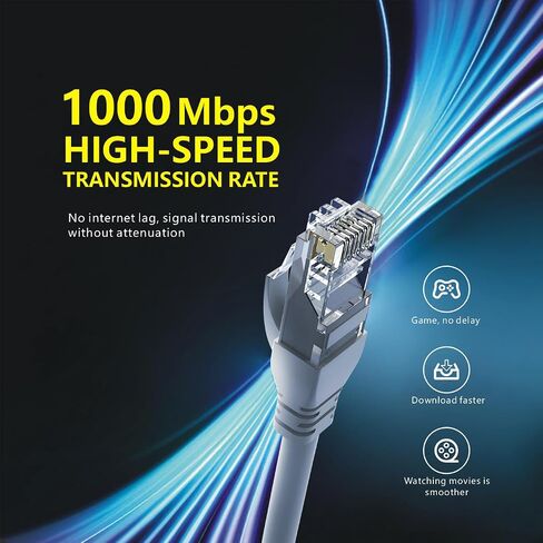 RJ45 Cat 6 Ethernet Patch Cable,1Gpbs High-Speed Transfer Speed,Gold-Plated Connectors,for Personal Computer,Printer,Laptop,Gaming Consoles,Router in Saudi Arabia