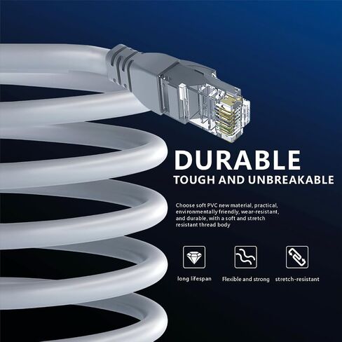 RJ45 Cat 6 Ethernet Patch Cable,1Gpbs High-Speed Transfer Speed,Gold-Plated Connectors,for Personal Computer,Printer,Laptop,Gaming Consoles,Router in Saudi Arabia