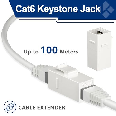CAT6 RJ45 Keystone Jack (5 Pack) Inline Coupler, Cat6 RJ45 Keystone Coupler, Ethernet Coupler Female to Female Cable Extender, White in Kuwait