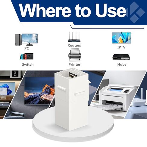 CAT6 RJ45 Keystone Jack (5 Pack) Inline Coupler, Cat6 RJ45 Keystone Coupler, Ethernet Coupler Female to Female Cable Extender, White in Kuwait