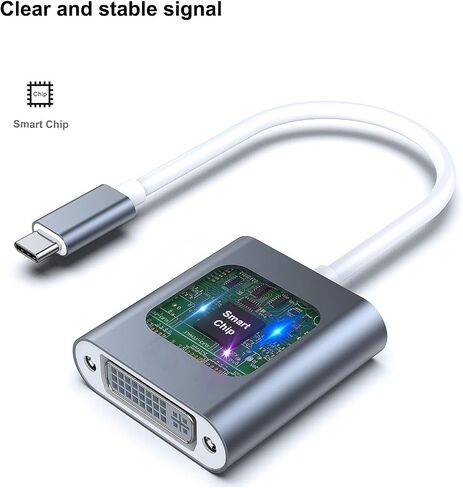 محول USB C إلى DVI، محول من النوع C إلى DVI [متوافق مع Thunderbolt 3/4] مع iPhone 15 Pro/Max، MacBook Pro/Air 2023، iPad Pro، iMac، S23، XPS 17، Surface Book 3 والمزيد - رمادي in Saudi Arabia