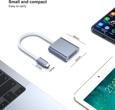 محول USB C إلى DVI، محول من النوع C إلى DVI [متوافق مع Thunderbolt 3/4] مع iPhone 15 Pro/Max، MacBook Pro/Air 2023، iPad Pro، iMac، S23، XPS 17، Surface Book 3 والمزيد - رمادي in Saudi Arabia