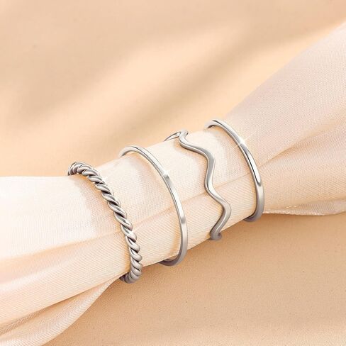 LOYALLOOK 8-14Pcs 1mm Stainless Steel Women's Plain Band Knuckle Stacking Midi Rings Comfort Fit Silver/Gold/Rose Tone in Kuwait