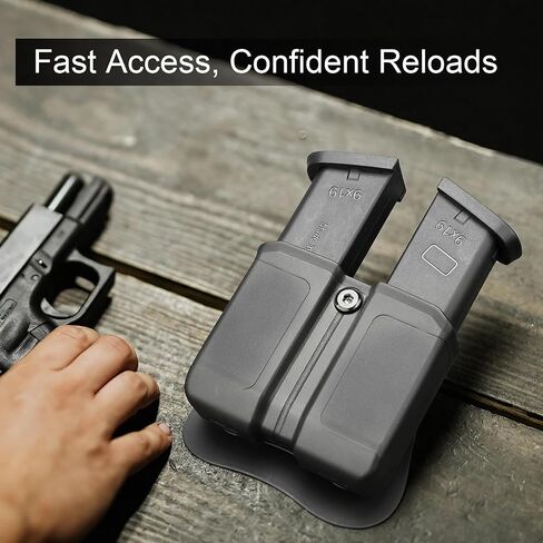 Double Magazine Pouch for 9mm/.40 Dual Stack, MOLLE or Silicone Paddle Mount, Adjustable Cant, Fits Glock, Sig, Springfield, Taurus & Similar Models in Saudi Arabia