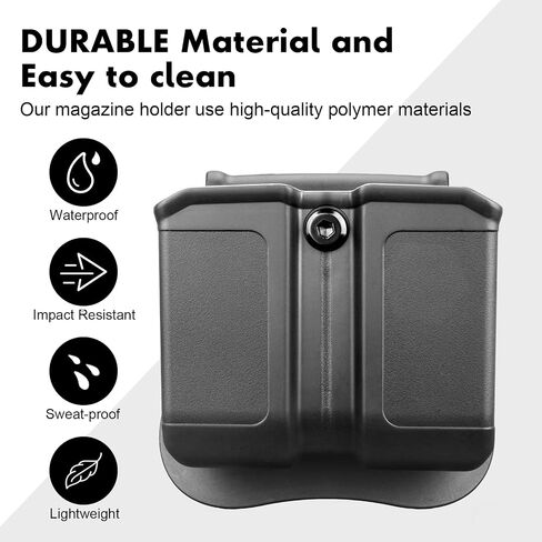 Double Magazine Pouch for 9mm/.40 Dual Stack, MOLLE or Silicone Paddle Mount, Adjustable Cant, Fits Glock, Sig, Springfield, Taurus & Similar Models in Saudi Arabia