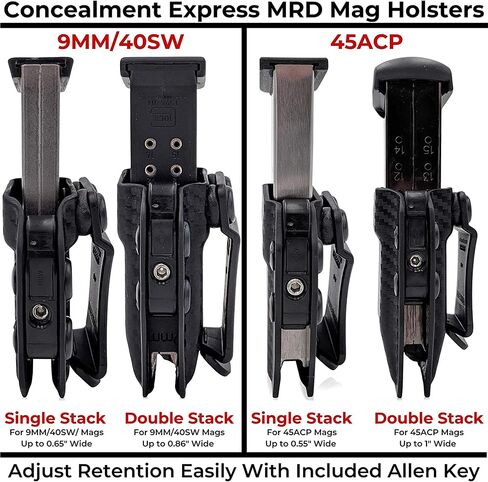 Rounded Magazine Holster - IWB or OWB, Kydex Mag Holder, Adjustable Retention, Spare Mag Carrier, Concealed Carry, Open Carry, Right Hand or Left Hand Carry, American Made, Concealment Express in Saudi Arabia