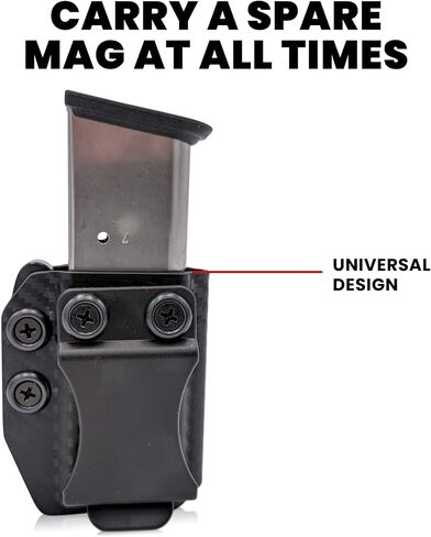 Rounded Magazine Holster - IWB or OWB, Kydex Mag Holder, Adjustable Retention, Spare Mag Carrier, Concealed Carry, Open Carry, Right Hand or Left Hand Carry, American Made, Concealment Express in Saudi Arabia