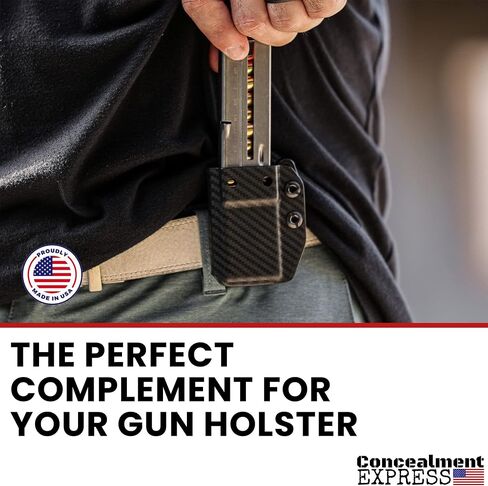 Rounded Magazine Holster - IWB or OWB, Kydex Mag Holder, Adjustable Retention, Spare Mag Carrier, Concealed Carry, Open Carry, Right Hand or Left Hand Carry, American Made, Concealment Express in Saudi Arabia