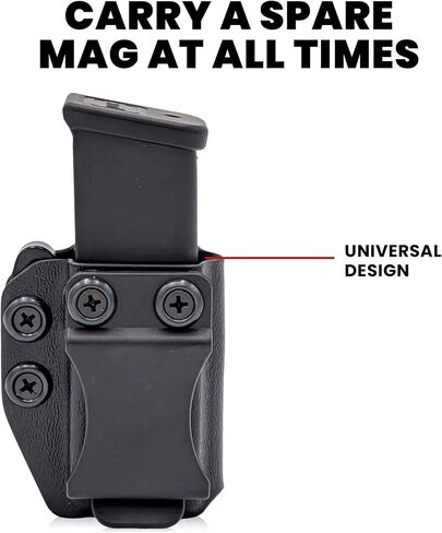 Rounded Magazine Holster - IWB or OWB, Kydex Mag Holder, Adjustable Retention, Spare Mag Carrier, Concealed Carry, Open Carry, Right Hand or Left Hand Carry, American Made, Concealment Express in Saudi Arabia
