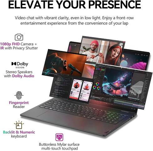 Lenovo 2025 Yoga 7 2 في 1 كمبيوتر محمول يعمل باللمس، 16 بوصة FHD + 360 شاشة لمس قابلة للطي قابلة للتحويل، Intel 12-Core Ultra 7، Windows 11 Pro | إضاءة خلفية 10 مفاتيح | FP | 16 جيجابايت DDR5 RAM 1 تيرابايت SSD + 512 جيجابايت PSSD in Kuwait