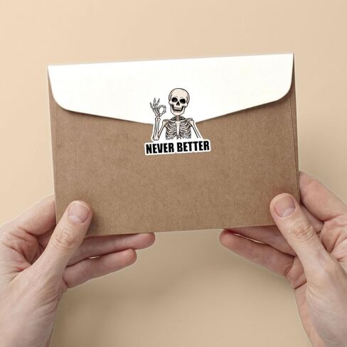 (3pcs) Never Better Skeleton Sticker, Skeleton Laptop Stickers, Funny Dead Inside Sticker, Sarcastic Sticker - Vinyl Stickers 3'' for Laptop Water Bottle Phone Car Window Helmet (Light Skeleton) in Saudi Arabia