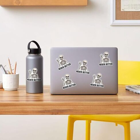 (3pcs) Never Better Skeleton Sticker, Skeleton Laptop Stickers, Funny Dead Inside Sticker, Sarcastic Sticker - Vinyl Stickers 3'' for Laptop Water Bottle Phone Car Window Helmet (Light Skeleton) in Saudi Arabia